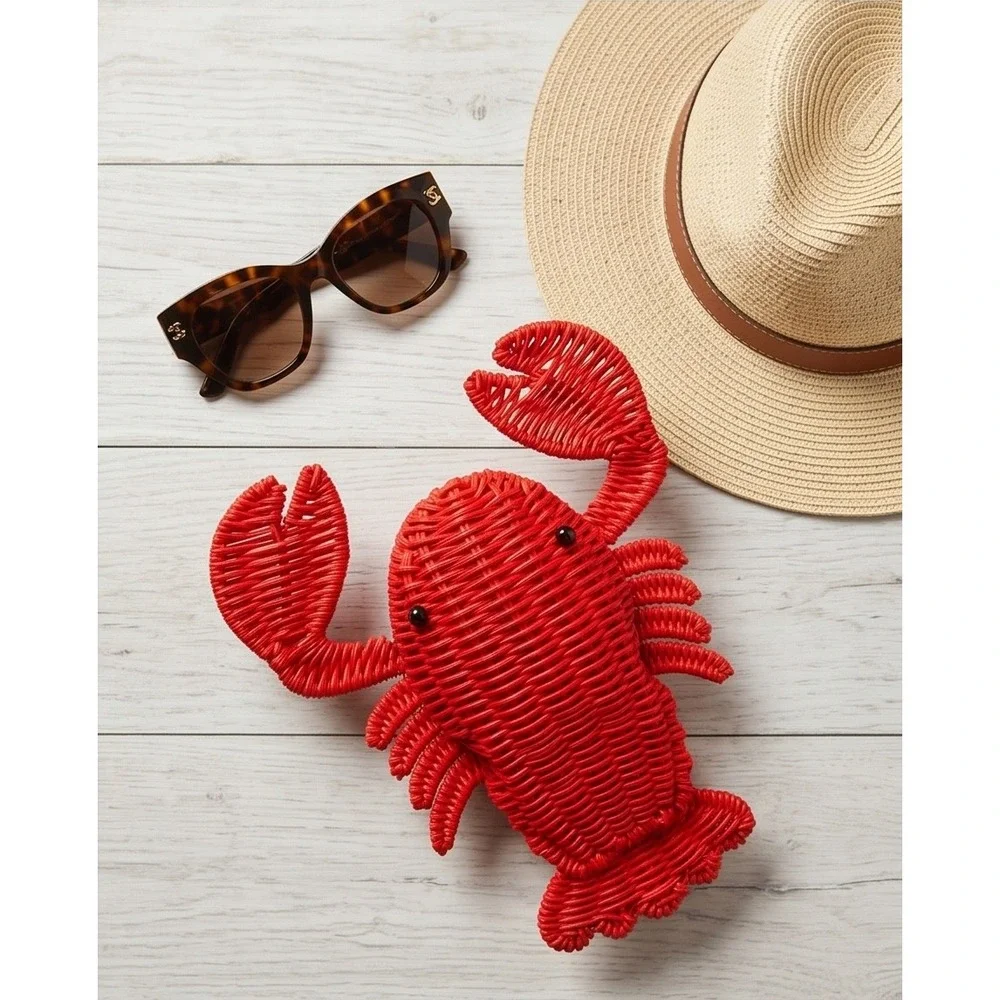 Tommy Bahama Red Wicker Lobster Crossbody Bag Novelty Nautical Purse NEW
